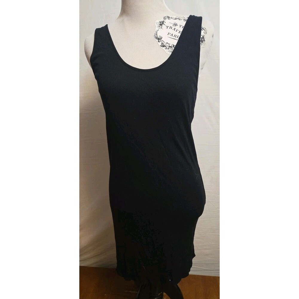 Rag & Bone Black Long Tank Dress Ribbed Hem Size S Mini Dress Top Shirt